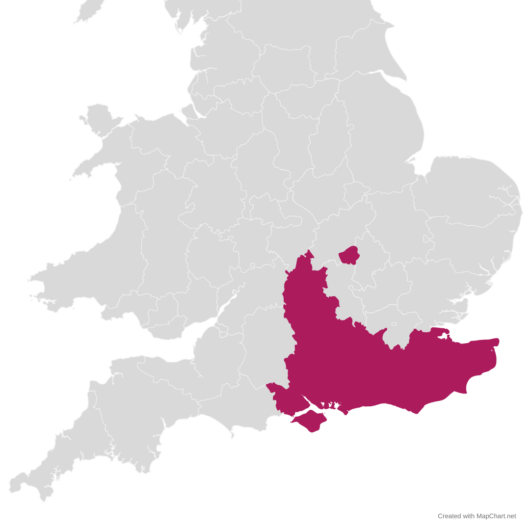 Map of the South East of England